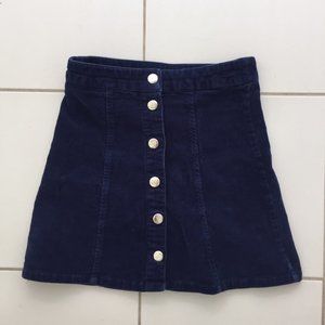 super cute navy blue buttoned corduroy skirt